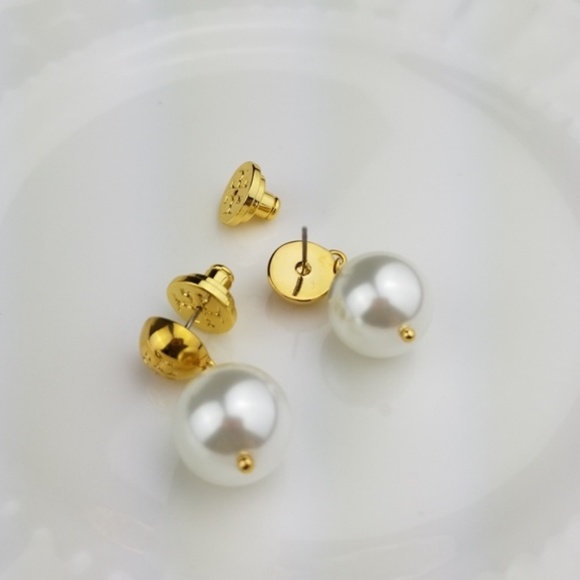 TORY BURCH CRYSTAL-PEARL DROP EARRING $59 - Picture 2 of 3